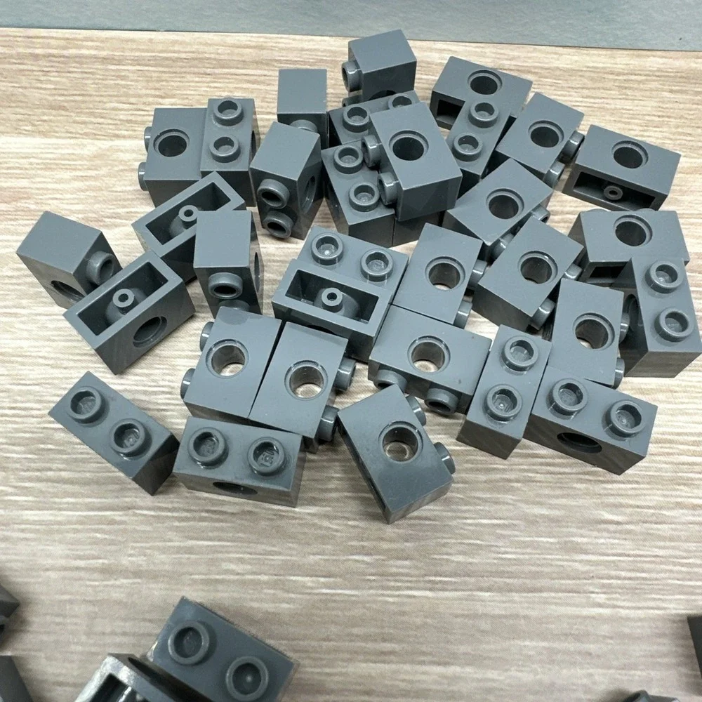 Lego Technic, Brick 1x2 Lot (60) Part #'s 32064, 32000 & 37000 Dark Bluish Gray